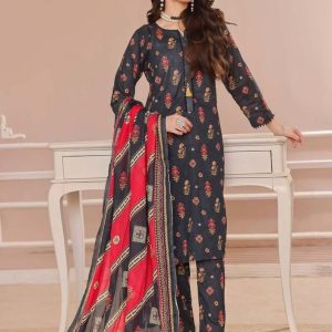 3 Pc Unstiched Fabric Lawn Suit | Brand: ASIFA&NABEEL | Best Collection 2025