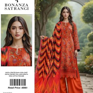 3 Pc Unstiched Fabric Lawn | Brand: BONANZA | Best Collection 2025