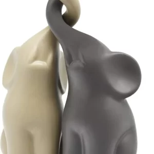 Ceramic Loving Pair of Elephants